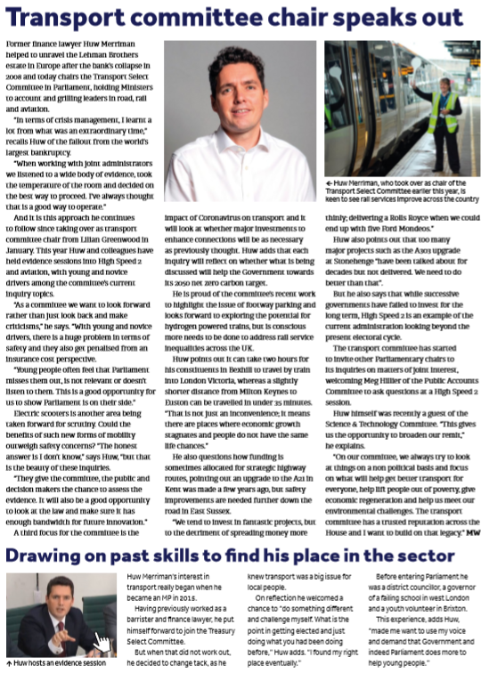 TransportCttee's tweet photo. Read this feature on our Chair @HuwMerriman and some of the past, present and future work of the Committee in the latest issue of Transportation Professional produced by @CIHTUK 

#transportationprofessional https://t.co/DAvqFMxVhh