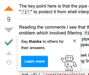 Popup prompting me to say thanks to the person whose answer I accepted and upvoted.
