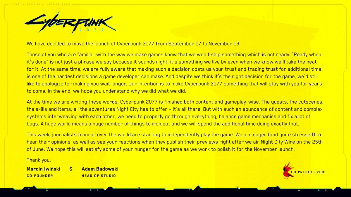 InstantGamingFR's tweet photo. Cyberpunk 2077 est reporté (encore une fois) au 19 Novembre

https://t.co/AXvNkRIv5H
https://t.co/IbuQ7MmtCu https://t.co/i9pcgbzn39