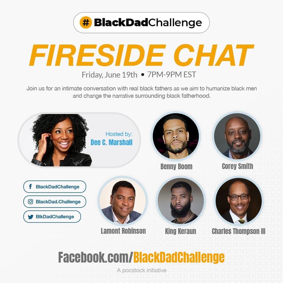 Please join me and other panelists tomorrow night at 6 pm CST for an AMAZING Fireside Chat for the #BlackDadChallenge movement. Let's change the narrative about black fathers! The panel will be incredible and the impact will be powerful.