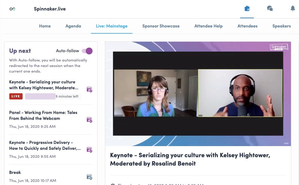 Awesome opening session at #spinnakerlive with <a href="/dnilas0r/">Rosalind Benoit</a> and <a href="/kelseyhightower/">Kelsey Hightower</a> Go Roz!  spinnaker.live