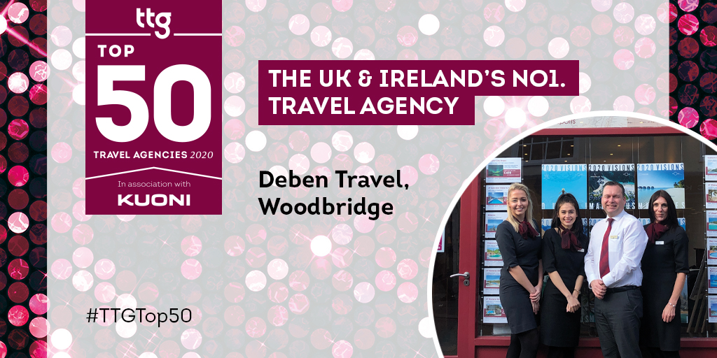 And finally, we're delighted to announce the UK &amp; Ireland's No.1 Travel agency 2020 is... <a href="/DebenTravel/">Deben Travel</a>! A huge congratulations to the whole team #TTGTop50 #OneTravelIndustry 🍾👏