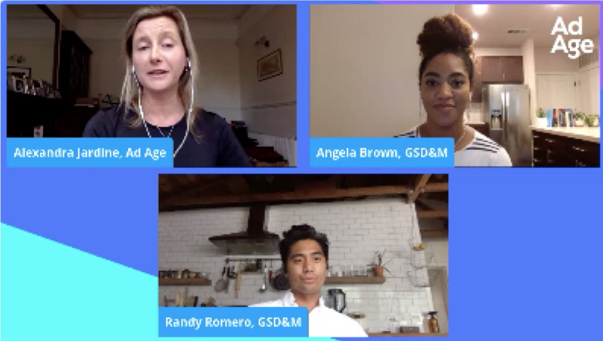 janicepsuter's tweet photo. I could not be prouder of Randy Romero and @AngelaIRL representing at the @adage Young Creative Roundtable and sharing their honest and inspiring take on ways that agency leaders can listen, nurture and support rising talent. Well done!
#AdAgeCreativity @GSDM https://t.co/kKgMX4qjol