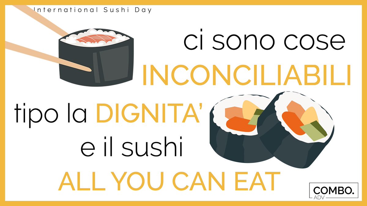ComboAdv's tweet photo. 🍣 INTERNATIONAL SUSHI DAY 🍣⁣
⁣
La leggenda narra ⁣
che neanche un singolo nigiri si potesse lasciare nel piatto☝🏼🟡⁣
⁣
—————————————————⁣
⁣
#InternationalSushiDay #AllYouCanEat #sushi #sushilovers #sushi🍣 #japan #sushiporn #nigiri #uramaki #fishfood #japanese #sushiday https://t.co/dvrfGXLVyk