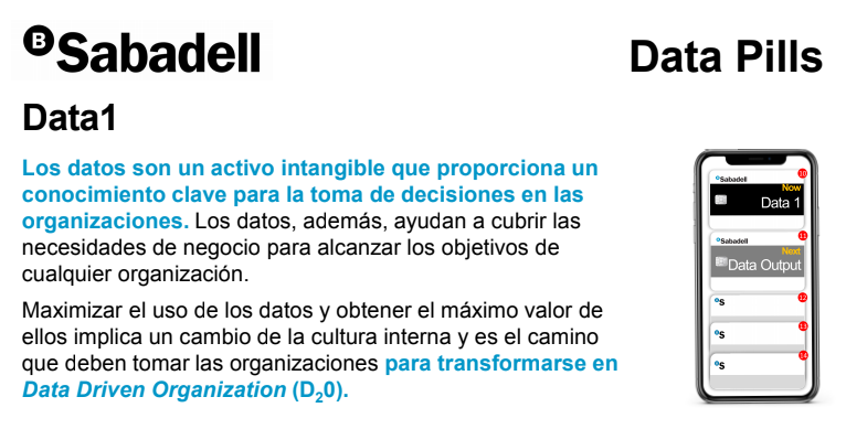 BancoSabadell's tweet photo. #SabadellData | En @BancoSabadell hemos impulsado el programa Data1 que aúna estrategias, datos, procesos, tecnología y talento para transformar nuestra entidad en una #DataDrivenOrganization https://t.co/0WkvTQ5zvr #SomosSabadell #EstarDondeEstés https://t.co/UF79Ctxvgb