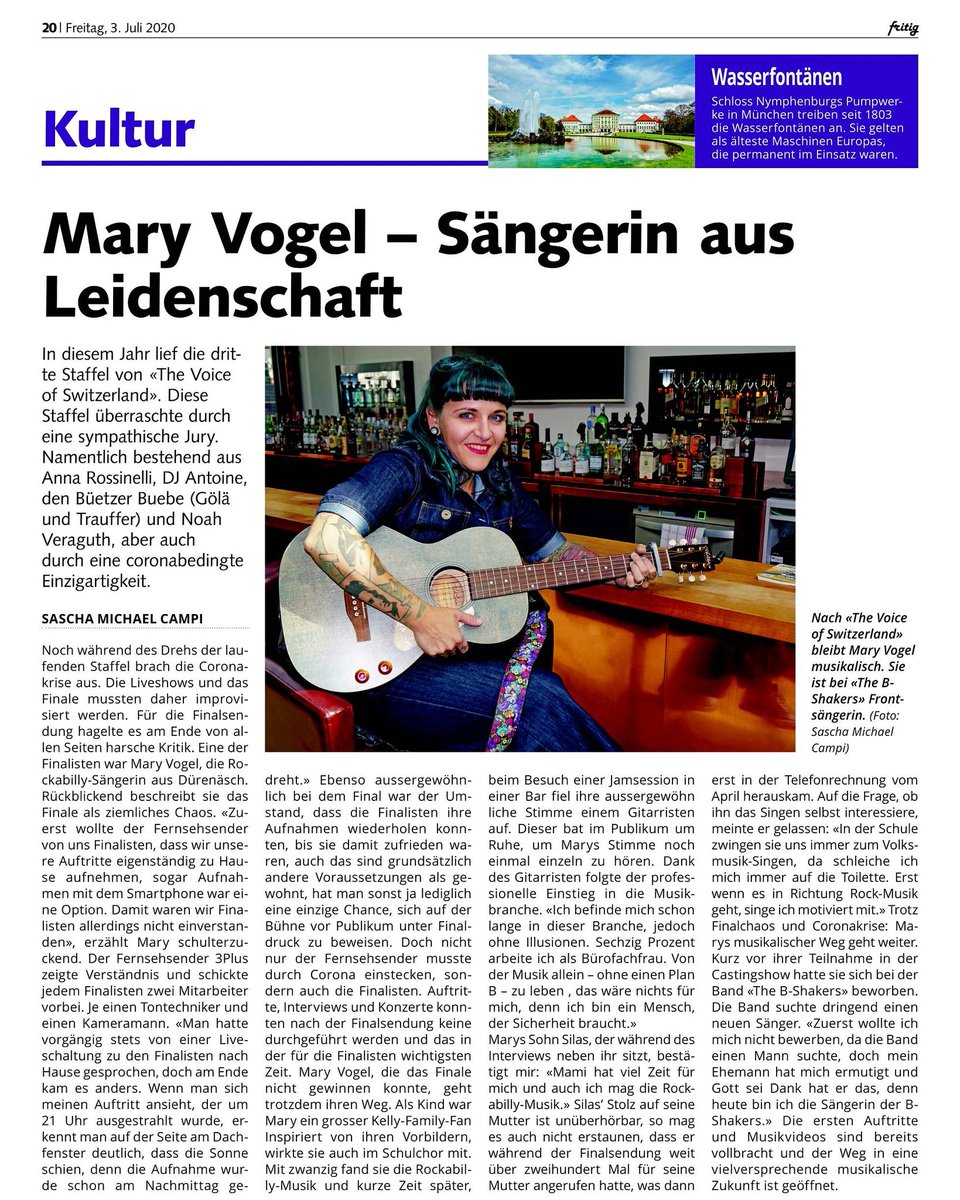 Mein heutiger Artikel über die Sängerin Mary Vogel in der Fritig Zeitung. Nochmal ein grosses Dankeschön an Mary für das Interview!
#maryvogel #thevoice #castingshow #musik #music #interview #promi #rock #rockabilly #thebshakers #fritig #campi