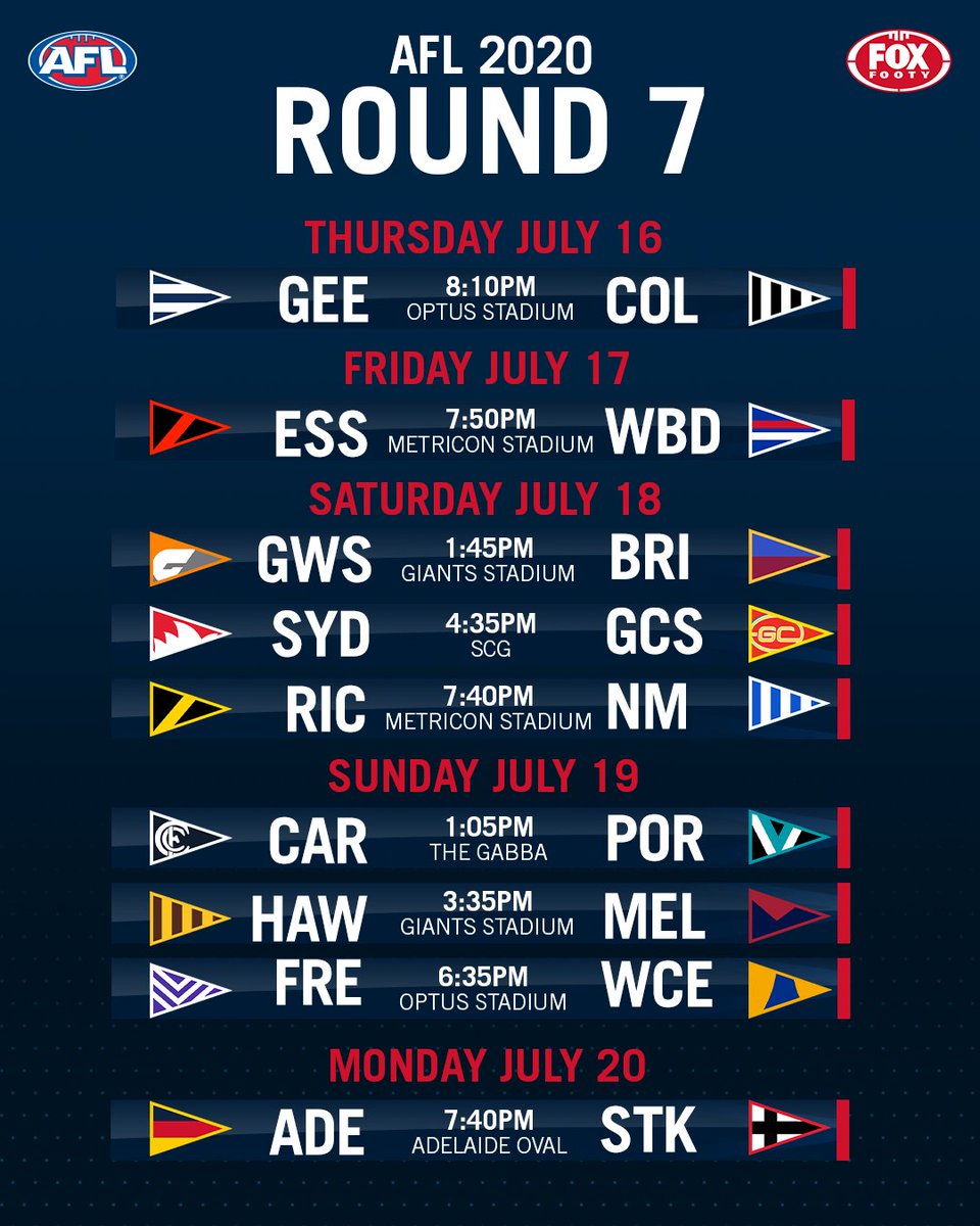 Fox Footy On Twitter Check Out The New Afl Fixture For Rounds 6 And 7 Next Week Will Be The Second Time Ever Nobody Will Play A Game At Home More