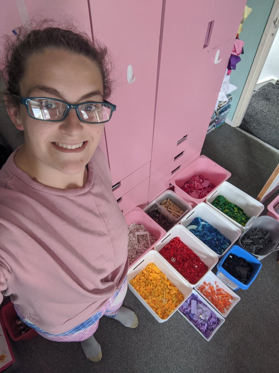 ToniMit88's tweet photo. My back is in bits 😓. Sorted all Ella's and Megan's @LEGO_Group so we can rebuild all their Lego friends, rotatory and frozen sets 😂😂😂 Ella's keen up at 7:30 ready to build ♥️ #sortedintocolours #makesmehappy #diffrentcolours #likearainbow #backhurts #lego #kids https://t.co/UBJXryV5M5