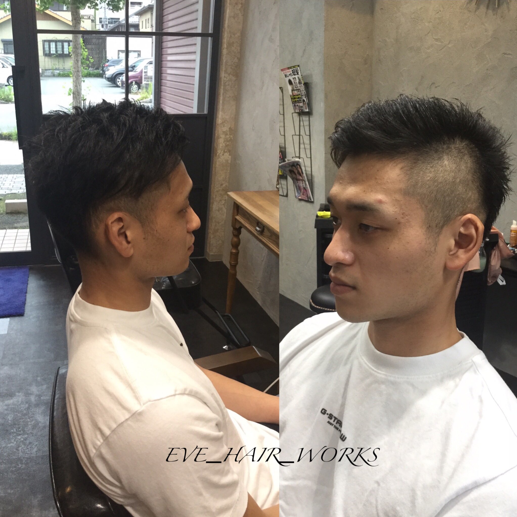 Eve Hair Works メンズカット オンオフ2way仕様のアシメツーブロック いつもご来店ありがとうございます メンズカット カット 刈り上げ ツーブロック ハードスタイル オールバック アップバング アシンメトリー イケメン 舞鶴