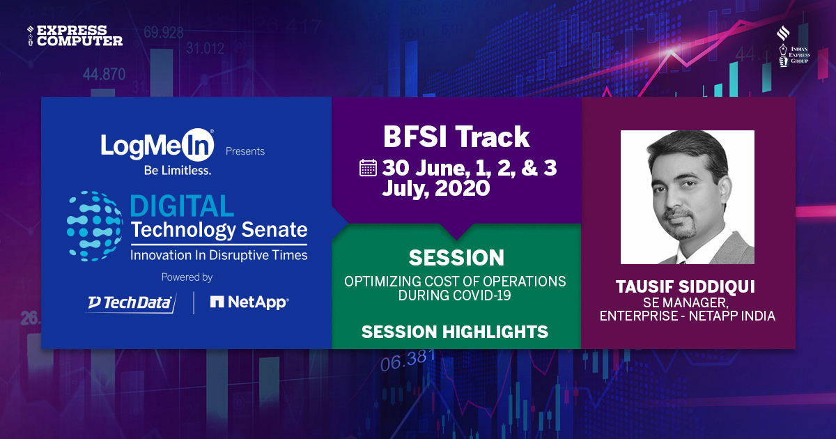 ExpComputer's tweet image. #TechSenate | #IT has been the backbone of business continuity in these times: @tausifsiddiqui SE Manager, Enterprise - @NetAppIndia at the #DigitalTechnologySenate -  #BFSI Track #TechnologySenate @srikrp @NivedanPrakash