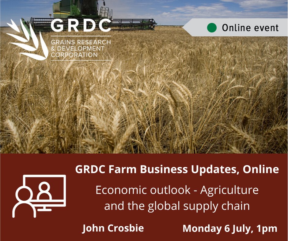 Online event: Trade partners - who is important for Australian #grain now? What global supply chain risks/opportunities are there for Ag in 2020? Ask independent consultant John Crosbie, Farm Business #GRDCUpdates bitly.ws/8KpJ