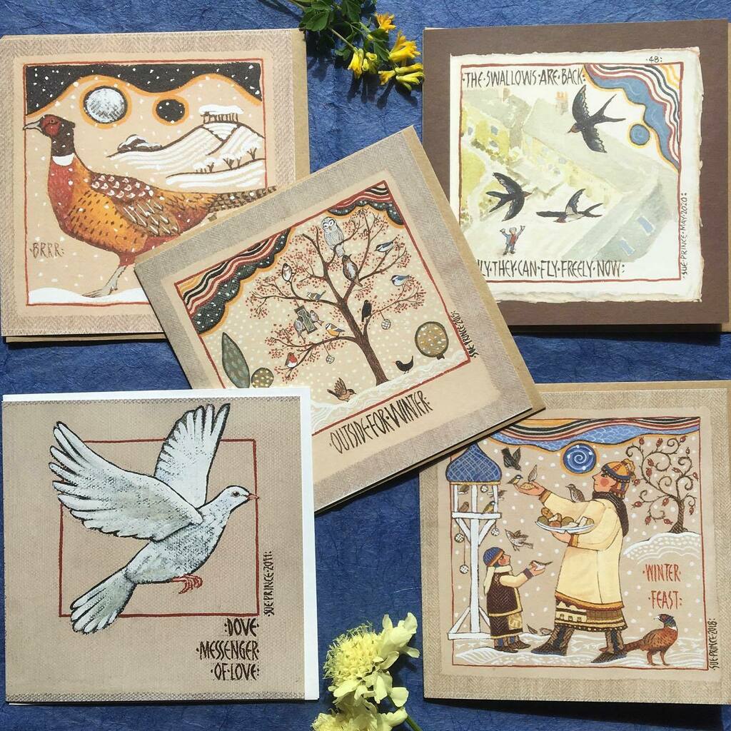 SuePrinceArtist's tweet photo. A Collection of Birds! Available in my web shop at https://t.co/OXH5XIZbbN on the #card packs page. (Glitches all gone 🤞) 
.
.
.
#onlineshop #eggtempera #folkart #birdsofinstagram #greetingcards #buyfromthemaker #peakdistrictnationalpark #isolationchron… https://t.co/4YMK5fGKQv https://t.co/ZMvg6xI1Dj