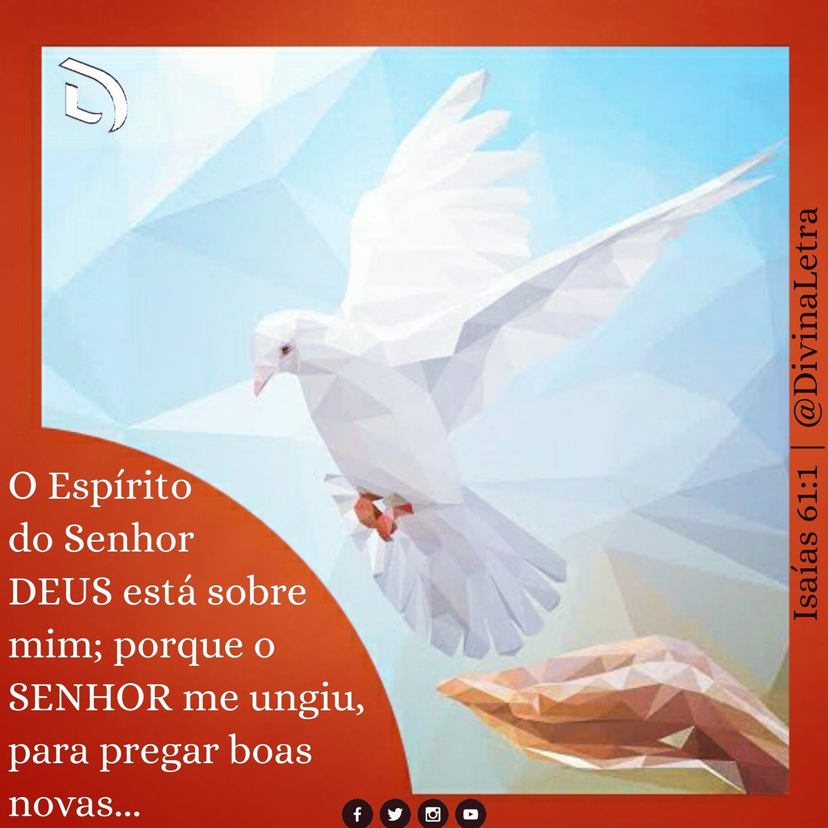 DivinaLetra's tweet photo. #DivinaLetra | O #EspíritoDoSenhor #DEUS está sobre mim; porque o #SENHOR me ungiu, para pregar boas novas aos mansos; enviou-me a restaurar os contritos de coração, a proclamar #liberdade aos cativos, e a abertura de prisão aos presos.#Isaías 61:1
#Jesus #cristo #JesusCristo #fé https://t.co/N2bgXI9tfj