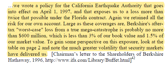 6/ Even if you hire all the PhDs of the world, you would still not be able to come up with a reasonable estimate of pricing an earthquake.Unlike many insurance products, there is no asymmetry of information. Here's Buffett in 1996 annual report explaining this decision.