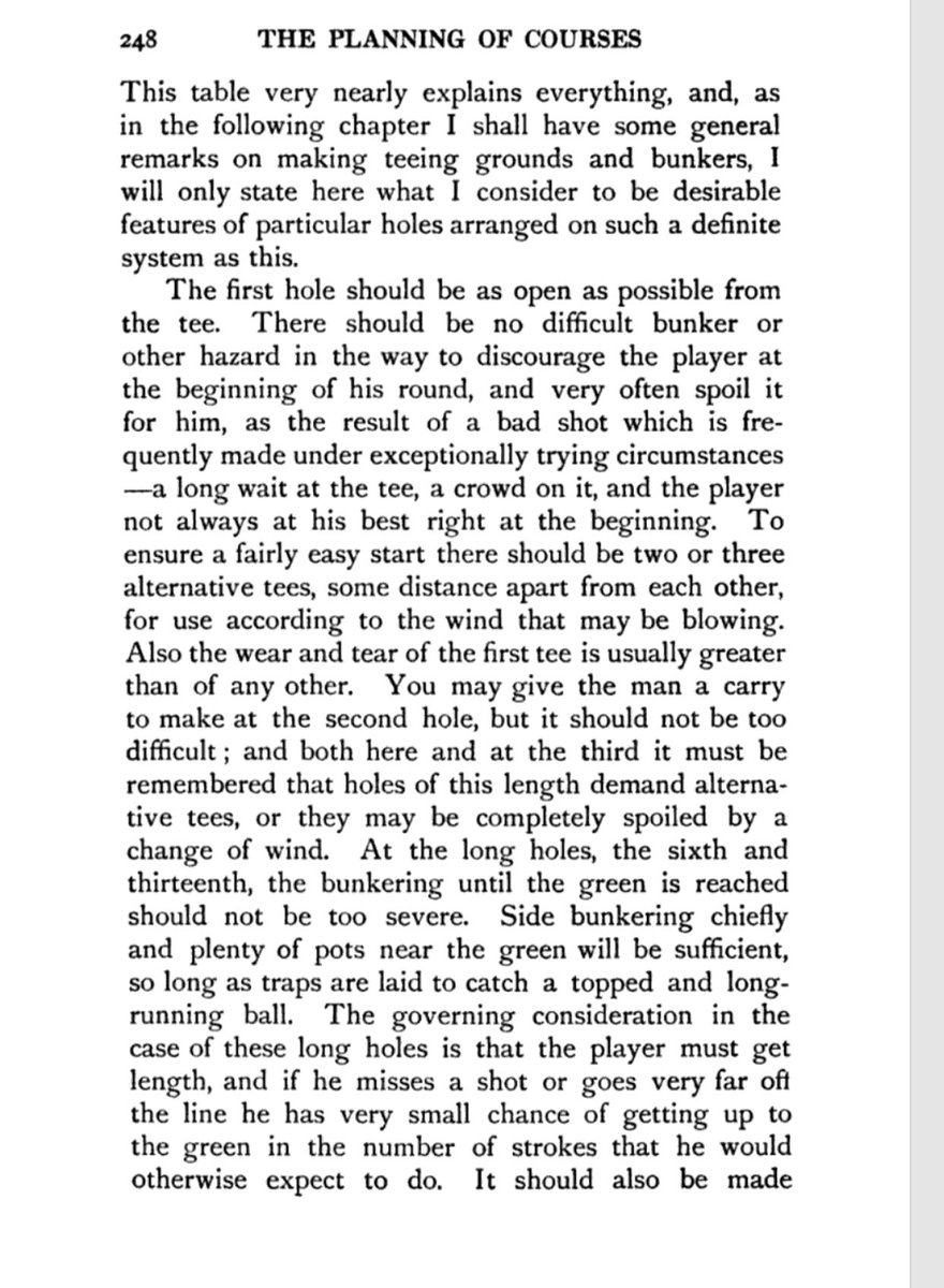 James Braid continues his dissertation in more detail, arguing against the blind shot, but for as much as anything the greatest variety of holes- when to apply pressure on the golfer and when to relieve it.  #GolfCourseArchitecture #GolfHistory