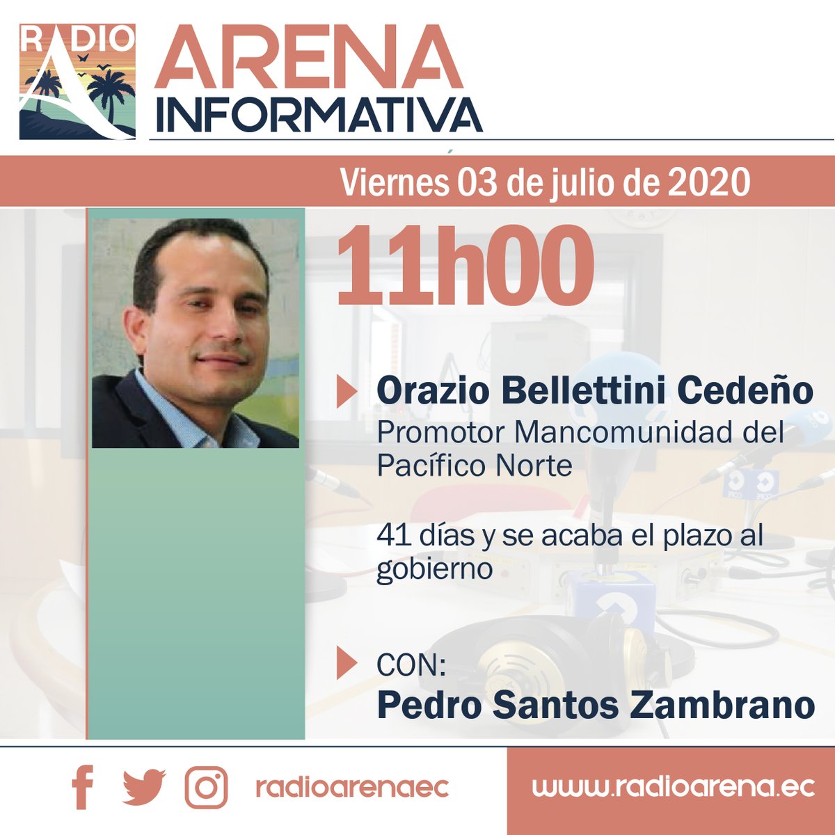 RadioArenaEc's tweet photo. Sintonice Radio Arena 93.7 

Orazio Bellettini, nos habla del plazo que le dieron al Gobierno Nacional, con Pedro Santos

Escúchenos en audio real a través de la https://t.co/wzv9OaKJ70 https://t.co/ZAZtDtGxWn
