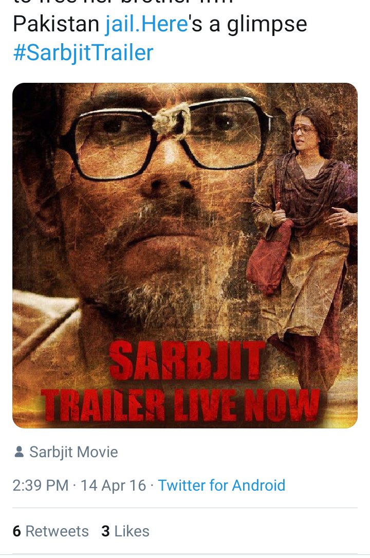 On 14 April 2016 Disha Salian tweeted Sarbjit poster.Movie is also coproduced by Sandeep Singh.Does Disha Salian has any work history with Sandeep?Was she associated with Sarbjit movie? #ShushantSinghRajput #SushantSingh #CBIMustForSushant #SushantSinghRajput #cbiforsushant