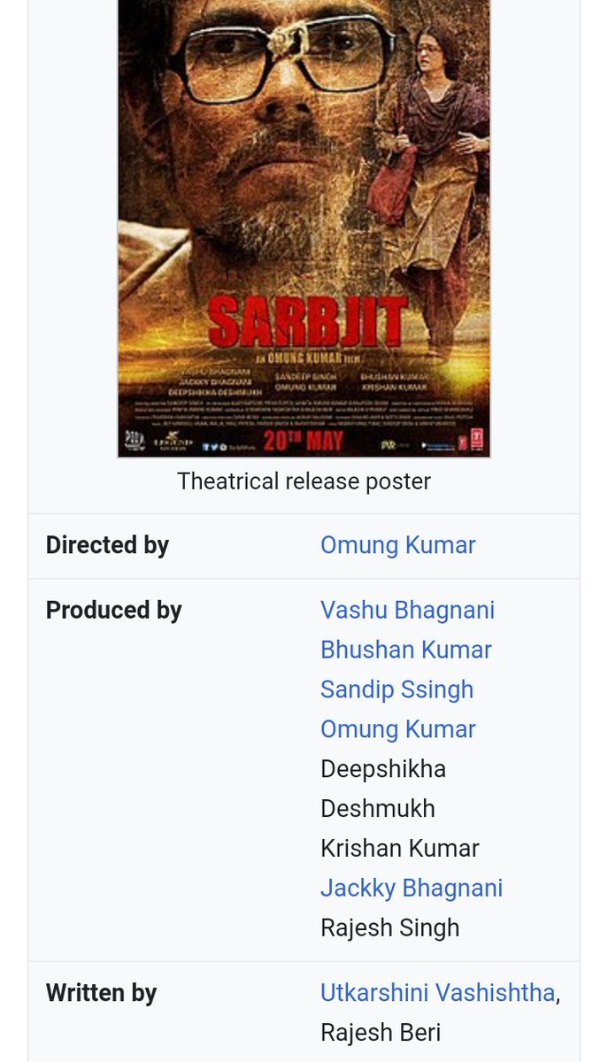 On 14 April 2016 Disha Salian tweeted Sarbjit poster.Movie is also coproduced by Sandeep Singh.Does Disha Salian has any work history with Sandeep?Was she associated with Sarbjit movie? #ShushantSinghRajput #SushantSingh #CBIMustForSushant #SushantSinghRajput #cbiforsushant