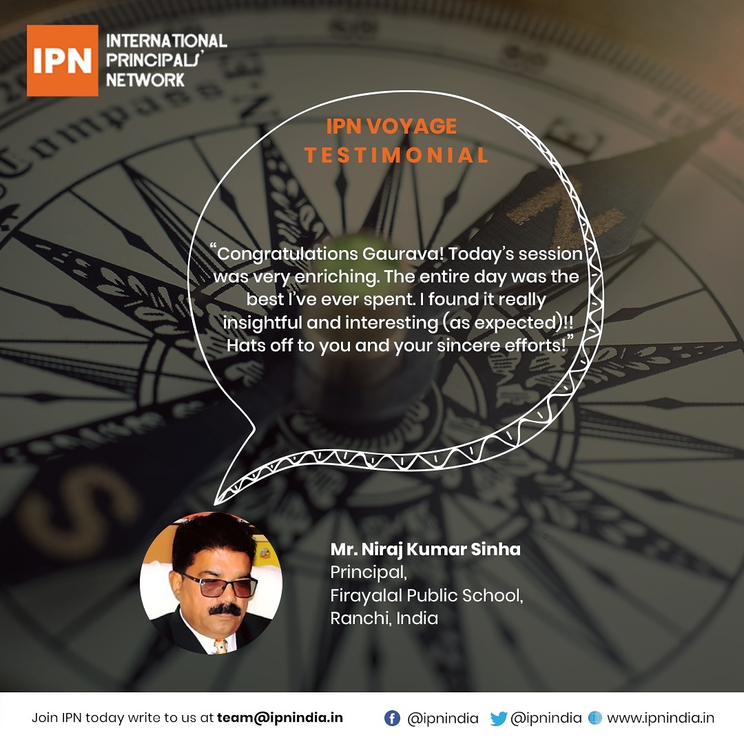 IPNFoundation's tweet photo. IPN Voyage Diaries

Leaders Applaud

Mr. Niraj Kumar Sinha, Principal, Firayalal Public School, Ranchi, India. 

#IPNVoyage #IPNIndia #ipnglobal #ipnfoundation #ipn2020 #testimonials #leaders #principals #education https://t.co/eXNs0z55XS