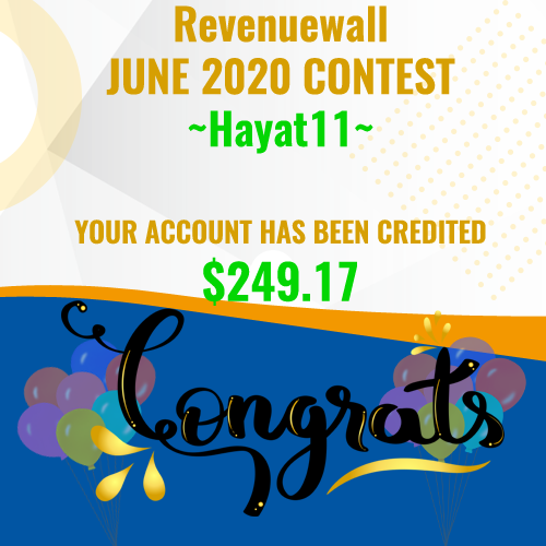 OpinionThink's tweet photo. Revenuewall 2020 JUNE Contest! 
Our member "Hayat11" from India Just won it :) 😍
Congratulations "Hayat11" for winning the 2nd Position in Revenuewall June 2020 Contest. #Thinkopinion #PaidSurveys https://t.co/ieOHKCAW6J