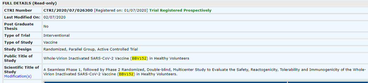 Trial registered on 01st July 2020 for phase 1 and phase 2 study. And we will have efficacy data by 15th August to announce a launch for public health use?