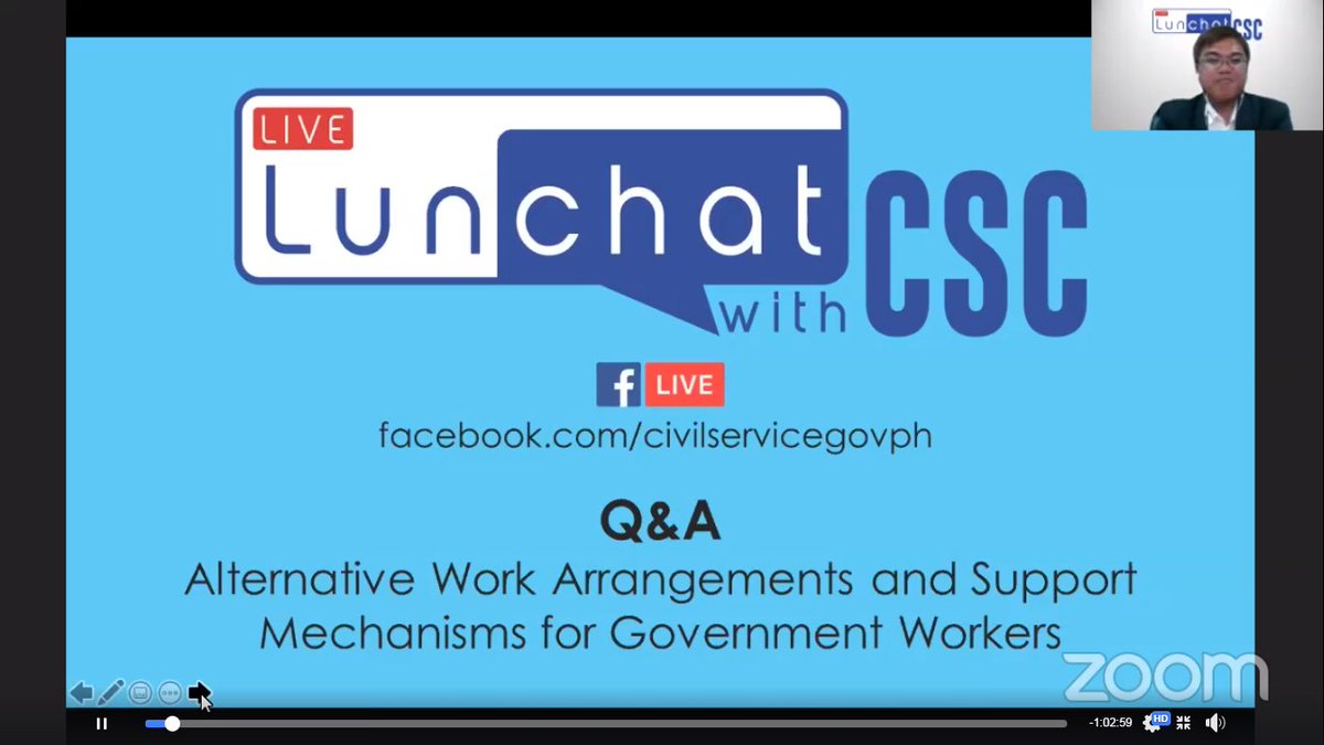 cscphmedia's tweet photo. Watch last Tuesday's episode of LunChat with CSC, featuring the Q&amp;A about CSC's policy on alternative work arrangements for government workers:

https://t.co/EP9oOTwrqo https://t.co/BXl9CbSJMK