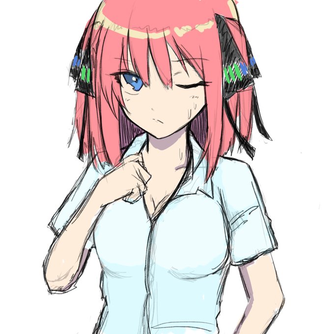 佐倉もちさんがTwitterに投稿した中野二乃(五等分の花嫁)のイラスト。