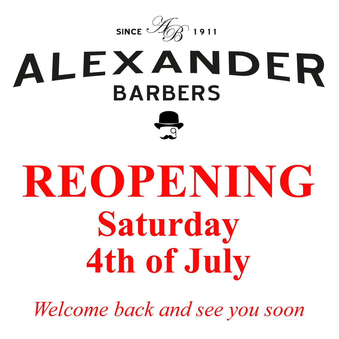 Reopening Saturday 4 July - 02087411801 - 07385265490 Welcome back and see you soon @ 38 #HammersmithBroadway #Hammersmith #W6 7AB #barbers #haircut #wetshave