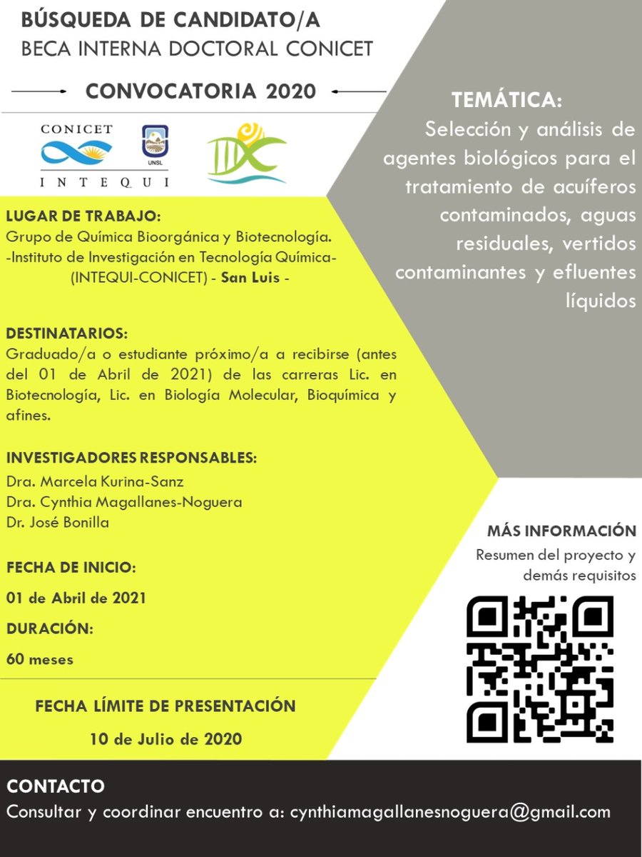 johanpepi's tweet photo. Se busca!
Candidat@ para beca doctoral
#conicet #beca #doctorado #intequi https://t.co/QKoI0detcs