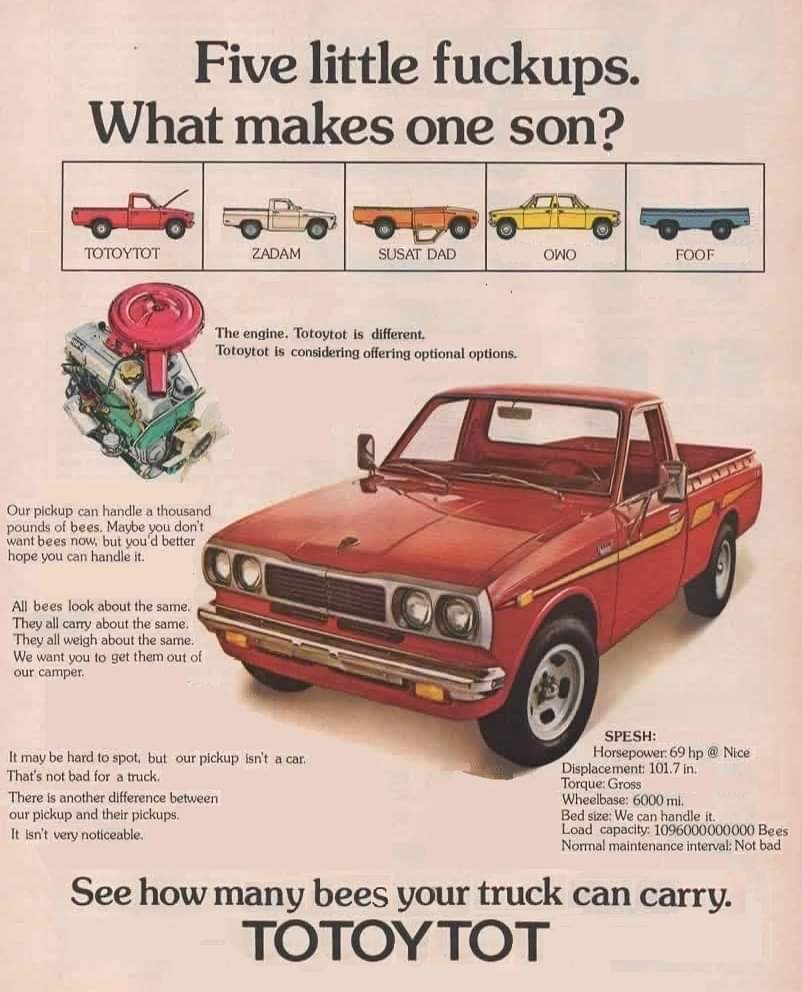 Mr_Dr_Chris's tweet photo. There's a page on FB that edits vintage car ads and turns them into complete nonsense. I've never laughed harder at something before in my life. 
[Page is called Vintage Car Ad Strokeposting] https://t.co/Wvx1QvIc2K