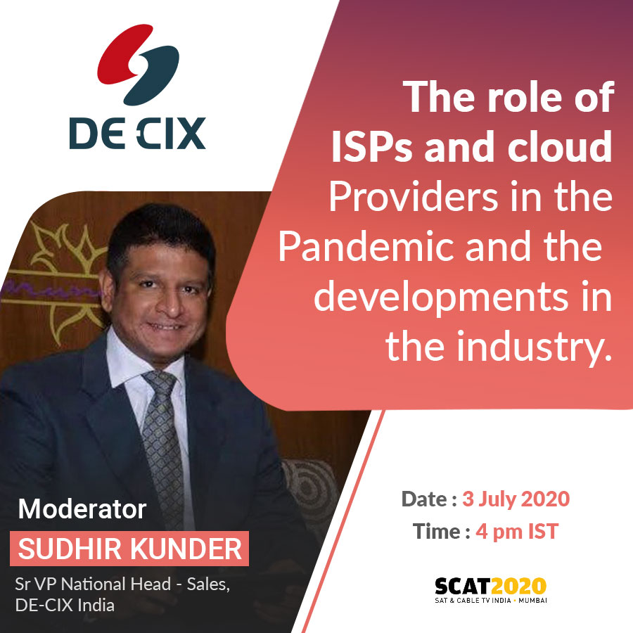 decixindia's tweet photo. Mr. Sudhir Kunder will be moderating the #webinar, join us for an insightful session on the Industry developments in the #Interconnection community.

Date : 3 July 2020
Time: 4 pm IST
Register: https://t.co/n1aywQLadS

#DECIXIndia #IXP #SCATIndia #ISP #Internet #CloudServices https://t.co/817GBNX5ek