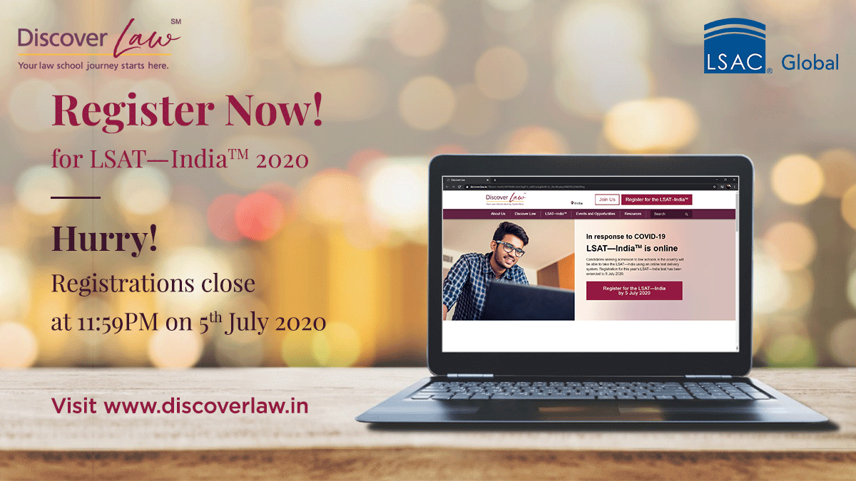 JindalGlobalUNI's tweet photo. Only 2 days to go for the last date of LSAT- India registrations. Click here: https://t.co/Cwxqyv5jp3
Registrations close at 11:59 PM on July 5th, 2020.
#LSAT2020 #lawexam #legalstudies
@DiscoverLawIn @LSAC_Official https://t.co/fyfFugqE6O