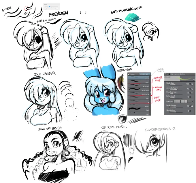 here are images of the brushes I normally use, the information in more detail within the live tutorial video #tutorial #brushes #test #ClipStudio #Livestream 