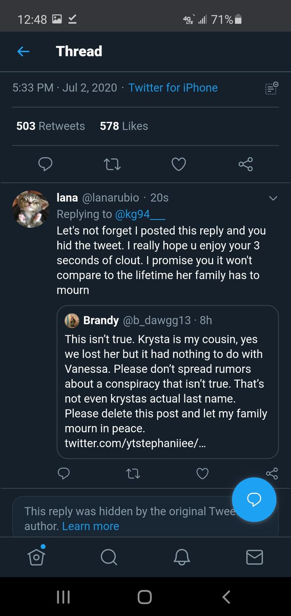 lanarubio's tweet photo. People who knowingly spread false information because their tweet gain likes and RTs are disgusting. HER NAME WAS KRYSTA ALINIZ not #KrystaMartinez 
#JusticeForVanessaGuillen https://t.co/Htvwf4eboO