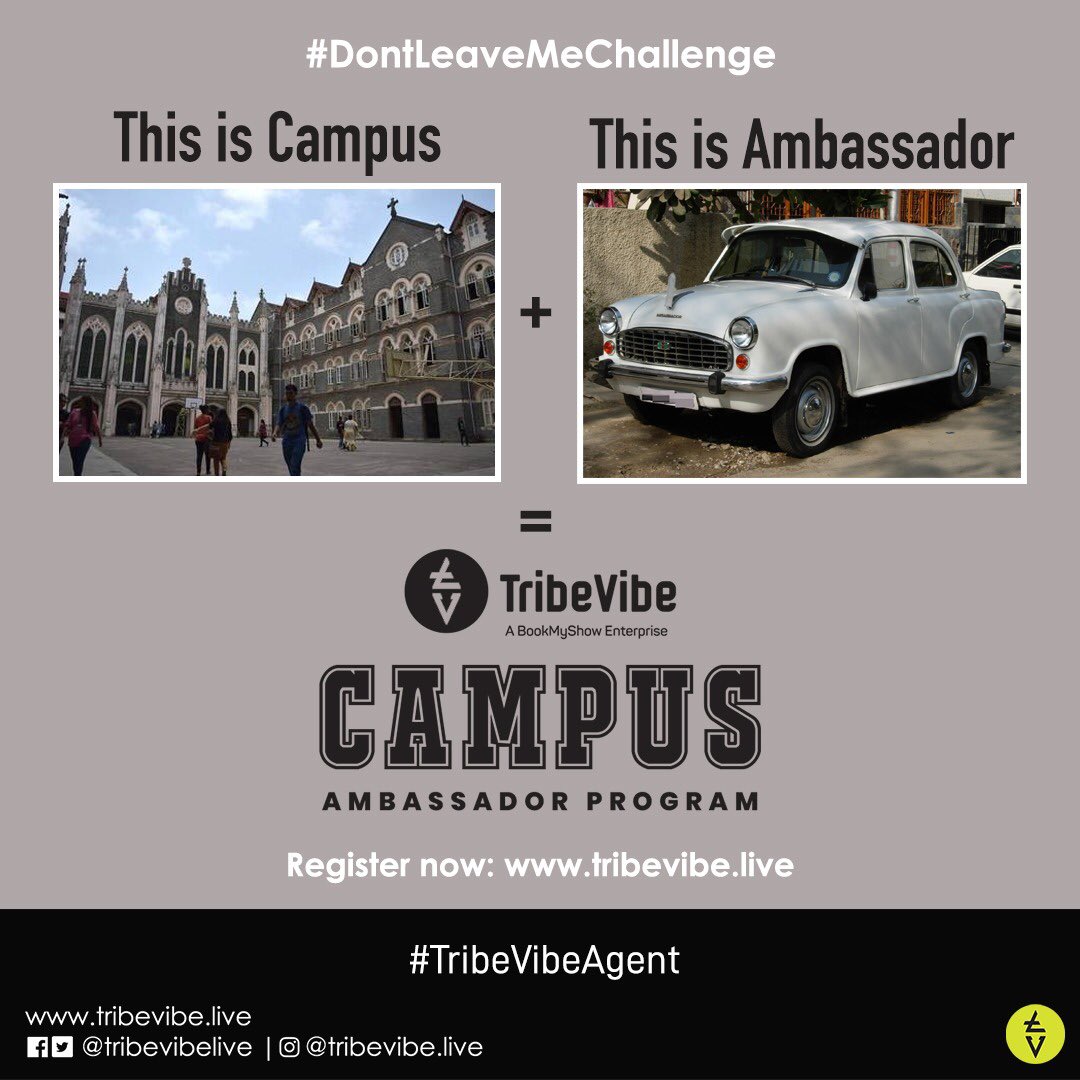TribeVibeLive's tweet image. #TribeVibeAgent

So we decided to take up the #DontLeaveMeChallenge &amp;amp; look what we got 😁 
Further we nominate y’all to register yourself for our #CampusAmbassadorProgram 🕶

Register now - bit.ly/3c7PmA8

#TribeVibe #ItAllStartsHere #BookMyShow
