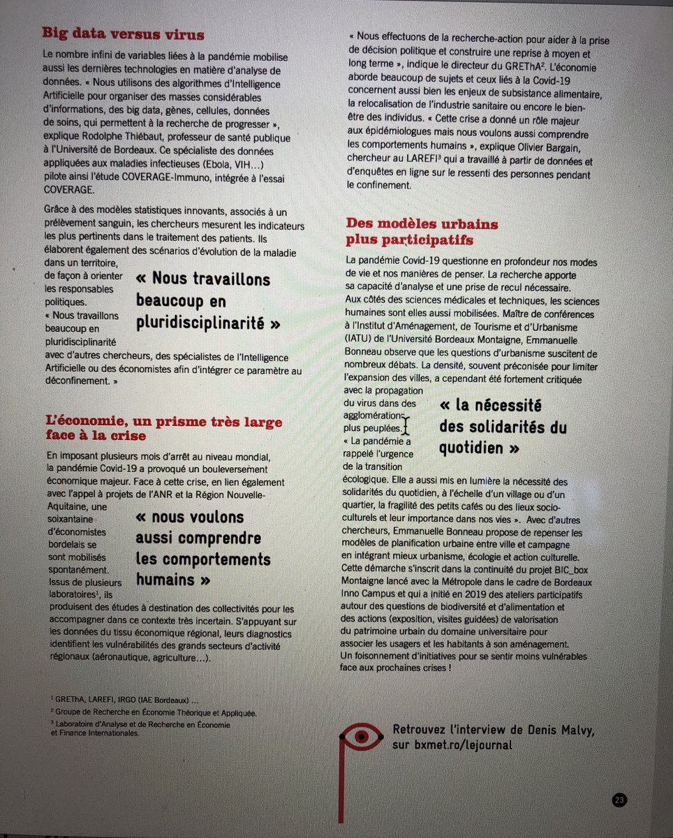 Lancée dès le début de la pandémie, pour financer et coordonner des projets de recherche, la mission Covid-19 de <a href="/univbordeaux/">Université de Bordeaux</a> a les honneurs du dernier Journal <a href="/BxMetro/">Bordeaux Métropole</a>