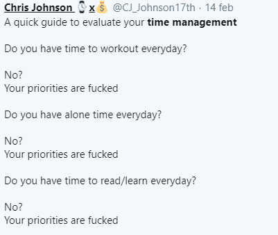 And a short guide from  @CJ_Johnson17th to evaluate your actual time management level?