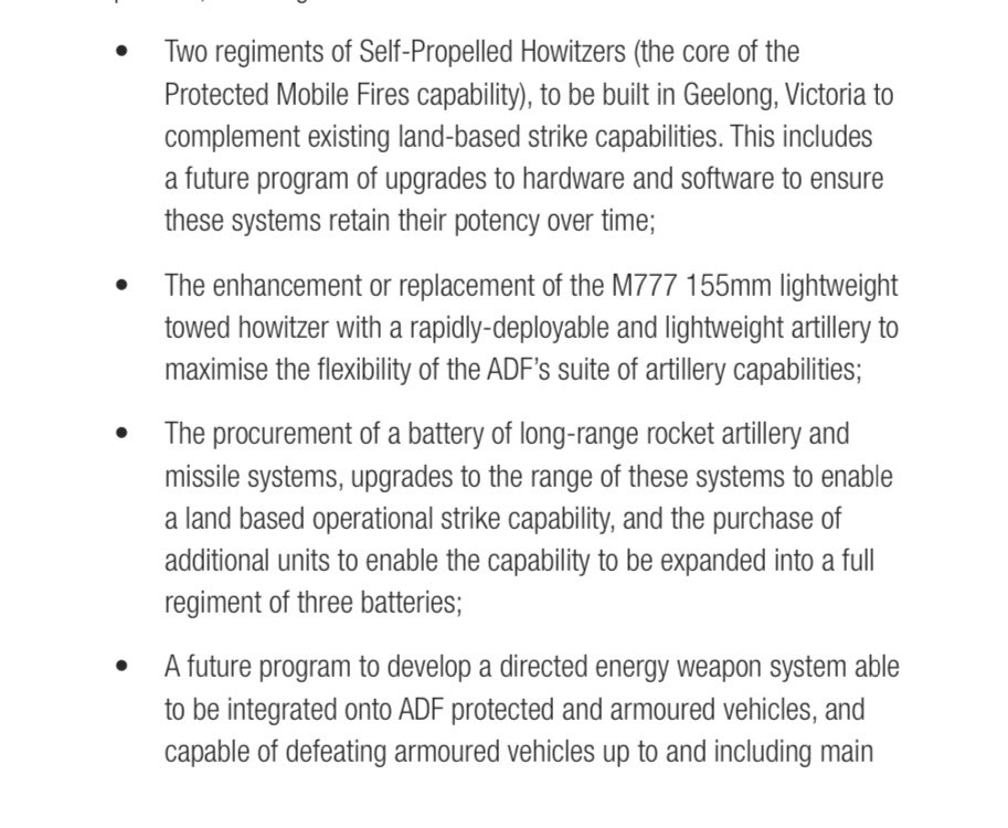 It’s certainly a pretty remarkable time to be a Gunner  @AustralianArmy: massive commitments to regiments of self-propelled guns, lightweight artillery and longe range rockets  @WG_Cooper  @20RegtRAA