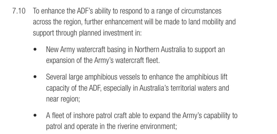 And remarkable new, much needed, investments in watercraft for  @AustralianArmy. We live in an archipelaegic region, and need to be able to manoeuvre small and often. Whole new career streams here, deeply linked into  @Australian_Navy amphib and truly joint  @Jim1Life  @og10952557