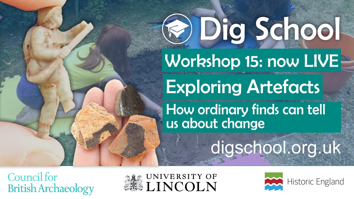 archaeologyuk's tweet photo. 📣 #DigSchool 15 ‘Exploring Artefacts’ picks up where test pit diggers leave off, as they backfill their pits and put away their shovels – thinking about what the finds can tell us. Now live and free to view! #ArchaeologyForAll https://t.co/f3rLqNXeaU https://t.co/HUcHrfzpVm