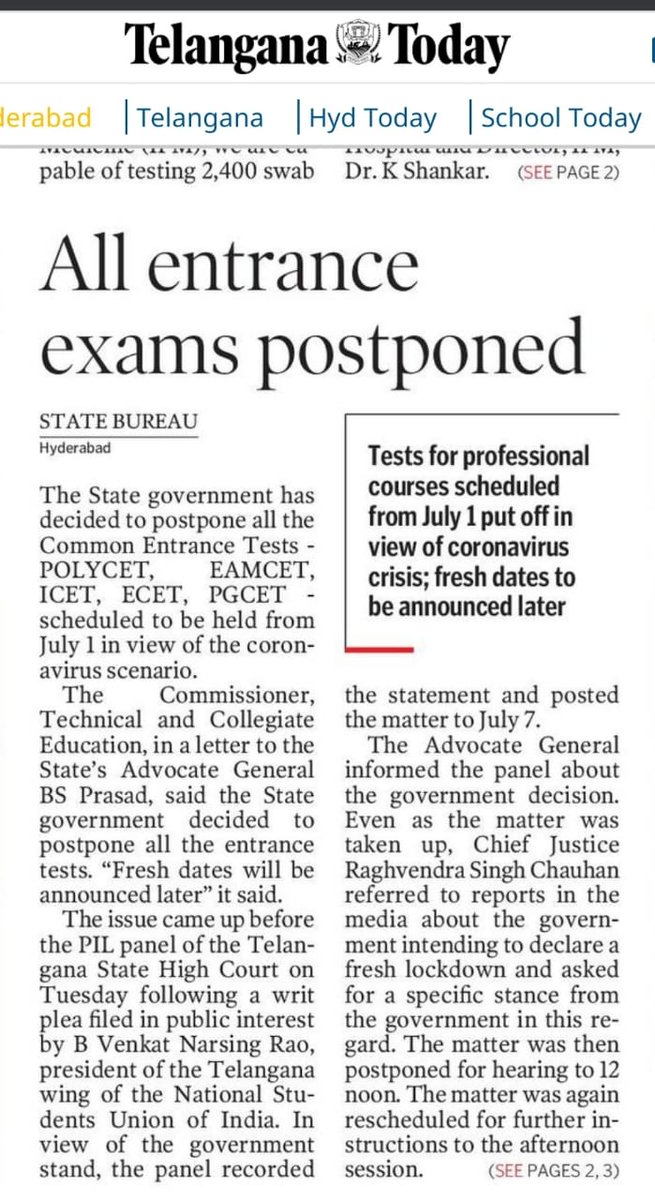 nsui's tweet photo. A big victory of NSUI. We have been fighting for students from streets to High Court, our voice has been heard by Law. Telangana Govt filed the affidavit in this regard after the PIL filed by Telangana NSUI for the same  #PromoteStudentsSaveFuture https://t.co/FvchTWBleQ