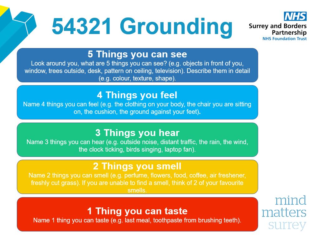 Mind Matters Surrey on Twitter: "If you feel #anxious or have a  #panicattack, you can use strategies to ground yourself back in the present  moment. Pay close attention to your environment and
