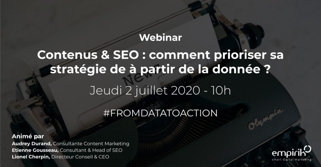 ✍️ Comment prioriser sa feuille de route éditoriale afin de booster rapidement son SEO ? 

💡 Des réponses dans notre webinar de ce Jeudi 2 juillet à 10h (ou à voir en replay.)

👉 Inscriptions : bit.ly/3ikXPof 👈