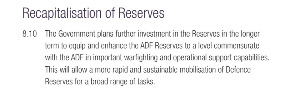 Actually comparatively little mention of the Reserves, with the assumption that they underpin the remainder of the capability. The Total Workforce System gets far more of a mention later on, as the barriers between full and part time are deliberately blurred  @malwells92