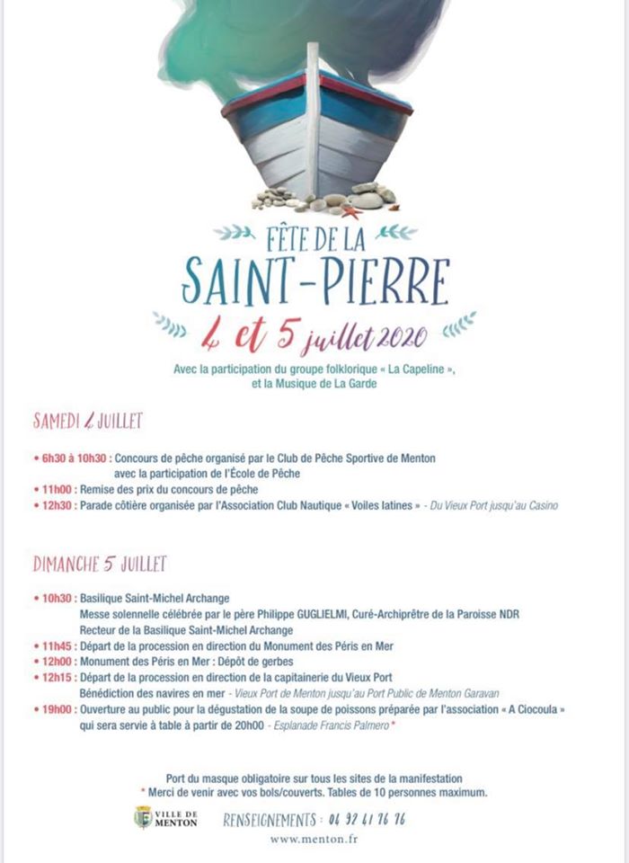 villedementon's tweet photo. [⚓️SAINT-PIERRE]

RDV incontournable qui lance les festivités de l’été, la Saint-Pierre se déroulera les 4 et 5 juillet. 

⬇️ Découvrez le programme ! ⬇️

#JaimeMenton #Menton #CotedAzurFrance https://t.co/7FjNRFEfzB