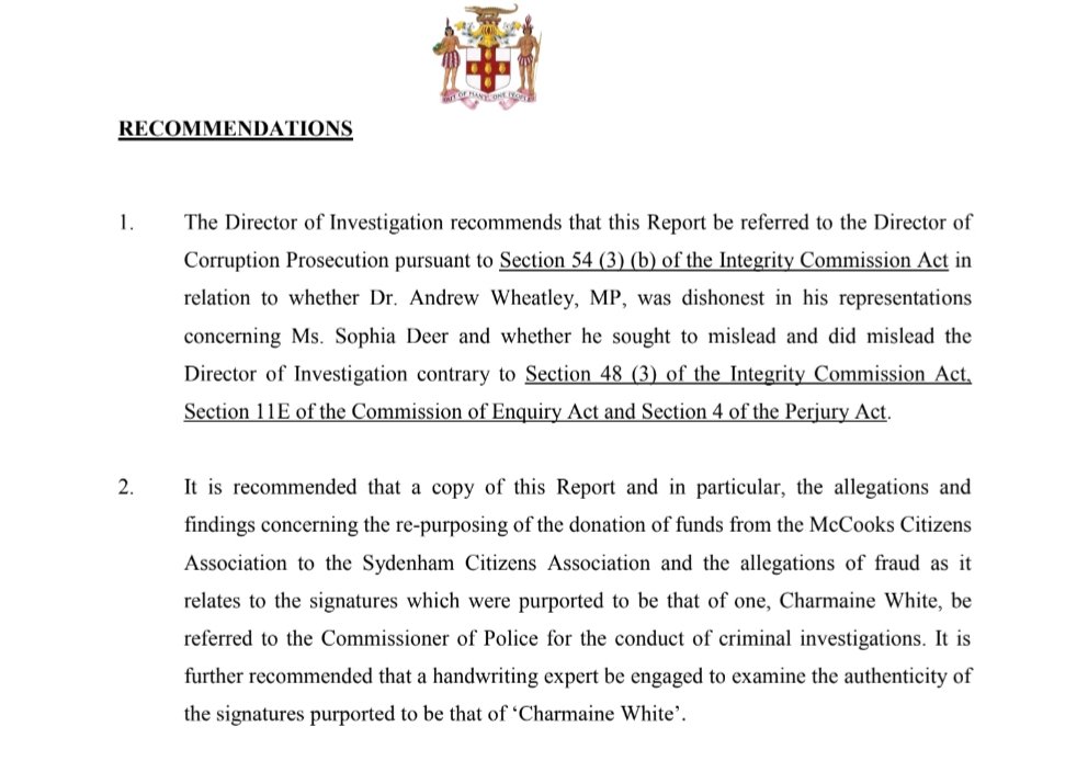 SOME KEY SECTIONS OF DAMNING PETROJAM INTEGRITY COMMISSION REPORT:1. That the report be referred to the Director of Corruption Prosecution in relation to whether former Energy Minister Dr  #AndrewWheatley was dishonest & sought to mislead the Commission in breach of the law.