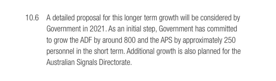 Modest but important initial increased in numbers, especially in the  @Australian_Navy. But the more important part is perhaps the comments on additional planned growth post 2024 ...