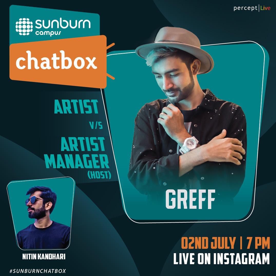 Get ready for our next #SunburnCampus chatbox session! 🙌🏻 with very talented <a href="/iamgreff/">GREFF</a> V/S Nitin Kandhari (Artist Manager) 🔥

Going LIVE tomorrow at 7PM IST only on Sunburn.campus Instagram handle!
