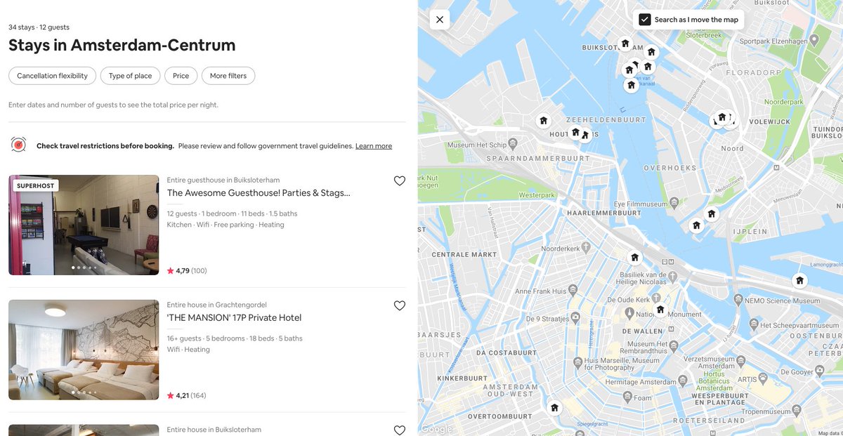 020tho's tweet photo. Ook staan er meer dan 200 huizen te huur waar je met meer dan 4 volwassenen mag slapen, @laurensivens

En zelfs 34 waar je met 12+ gasten terecht kan, zoals dit door een 'superhost' aangeboden 'loft apartment' (een garage op Papaverweg 29): "Parties and stags accepted!" DOE IETS! https://t.co/3o34hRorK6