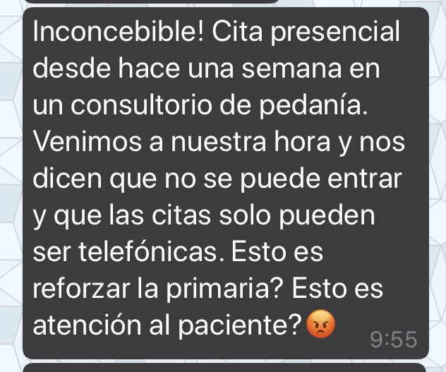 UsuariosanidadM's tweet photo. @Murciasalud esto no tiene nombre !!! Solicitan cita presencial en #PortaldelPaciente hace una semana, hoy, acuden a Consultorio  (una persona mayor) y les dicen que no pueden entrar y que tienen que llamar por teléfono !  @ruthgarbel @jperezparra @agarmsmiles @LuciHernandezS https://t.co/wHpIjlkiAP